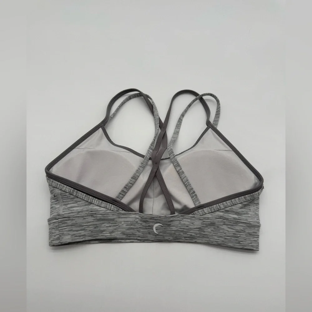 Women’s ZYIA Active Padded Gray Striped Design Sports Bra Sz Small - Picture 4 of 7
